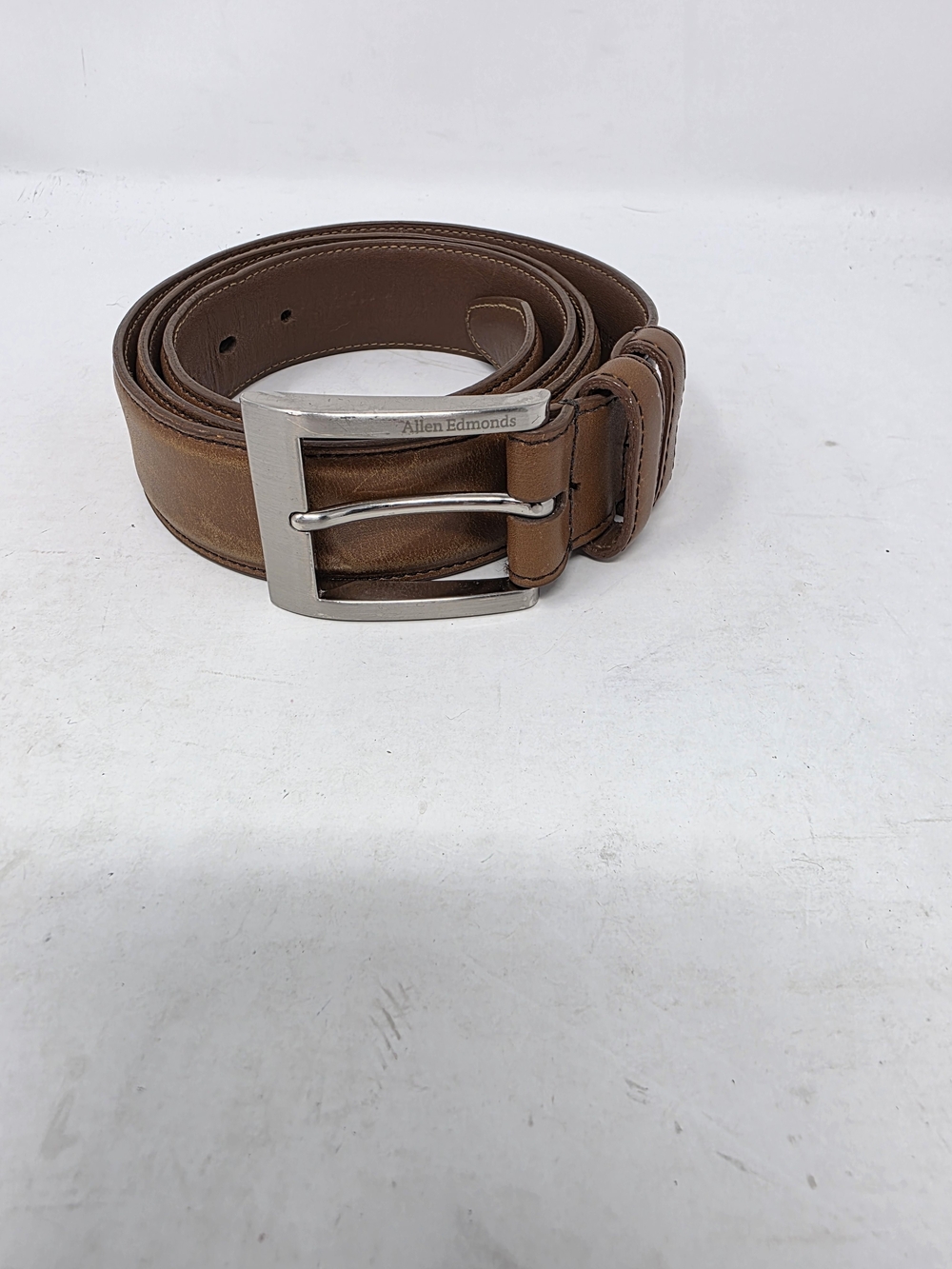 Allen Edmonds Walnut Tan Brown Leather Dress Belt Size 38 Made in USA 39590
